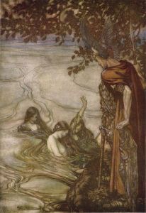 Rhein maidens warn Siegfried. Originally the image stems from Richard Wagner's Siegfried and the Twilight of the Gods ~ by Arthur Rackham