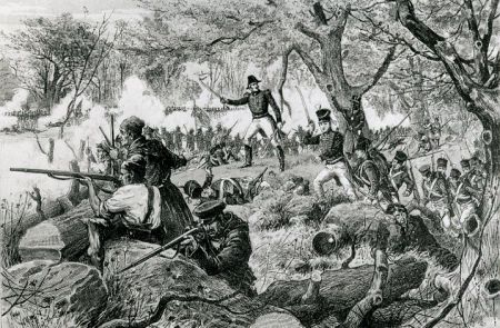 Voltigeurs in action at the Battle of the Chateauguay
