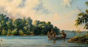 Just prior to the British capture of Fort Detroit, communications across the Detroit River were all-important. Fast canoes manned by loyal First Nations warriors performed this task (Downriver Despatches by Peter Rindlisbacher).